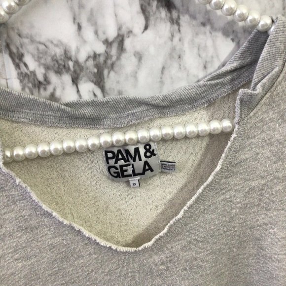 Pam & Gela Cold Shoulder Thumbhole Sweatshirt - Picture 5 of 5